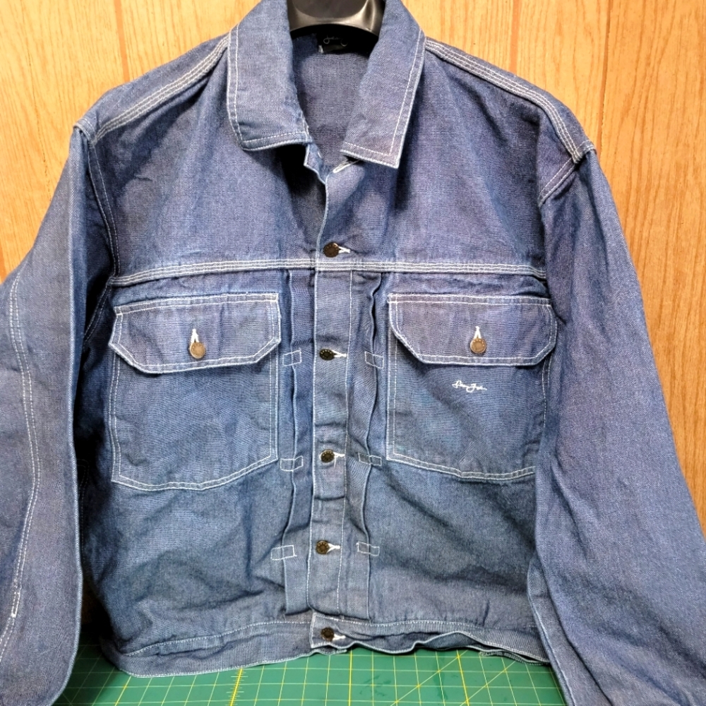 Vintage Sean Denim Jacket Light Blue Jean Jacket Men's 2XL. XXL. Great Condition